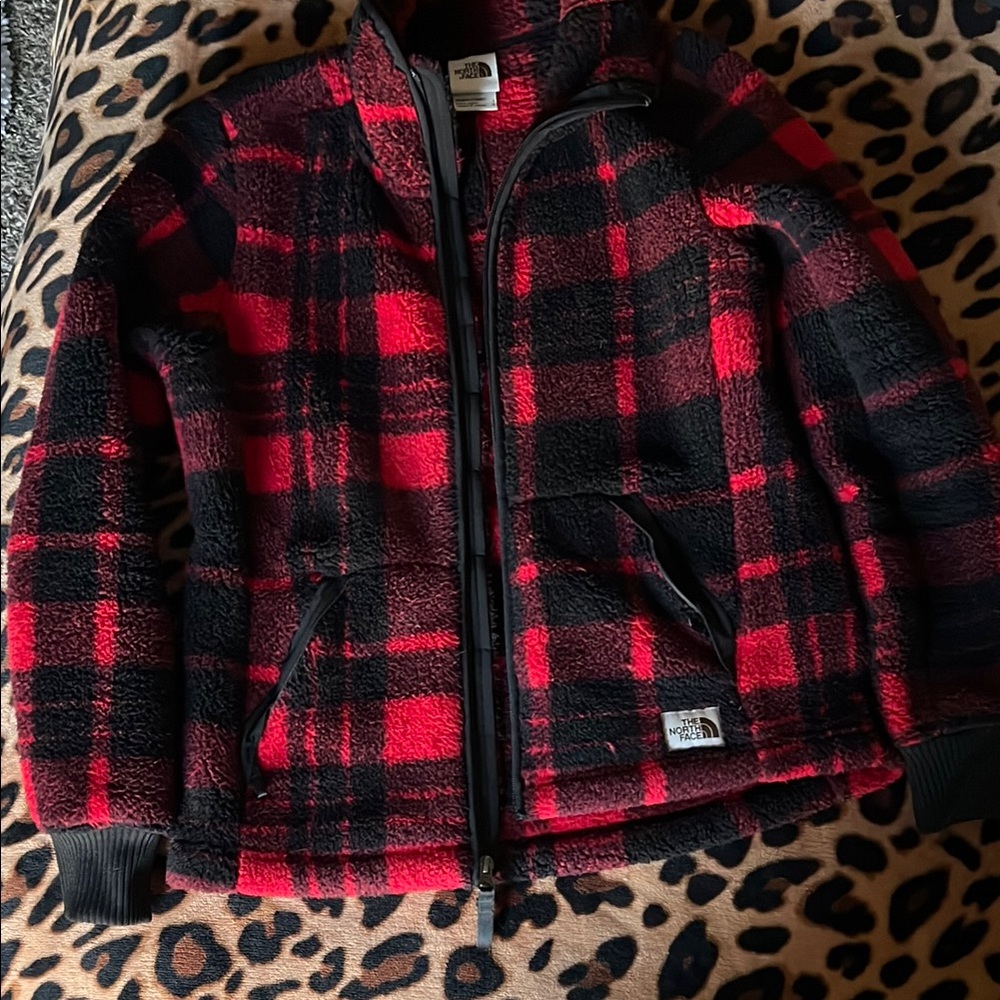 Perfect condition The North Face Red and Black Plaid fleece Jacket